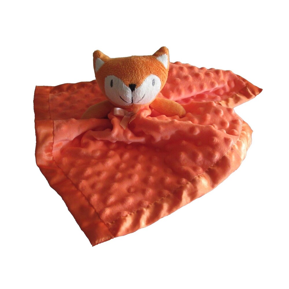 BEILIMU Orange Plush Fox Baby Blanket Soft Minky Dot Satin Security Lovey ~16"
